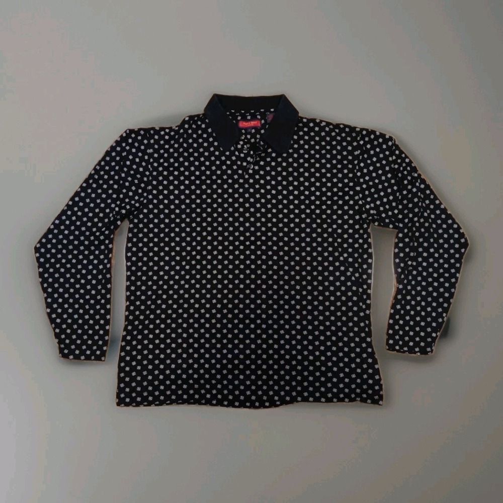 Austin Reed London Mens M Black Mercerized Cotton Geometric Preppy Academia Polo